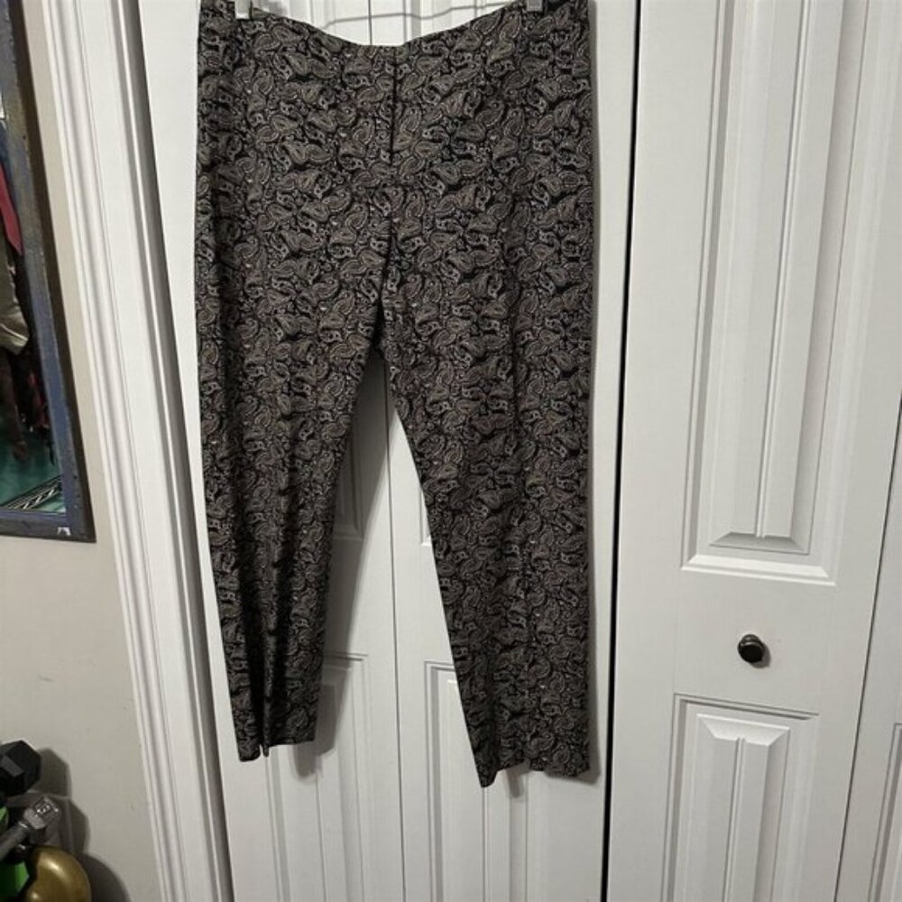 J Jill Pants Ankle Slim Paisley Black Womens 12